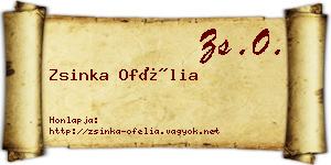Zsinka Ofélia névjegykártya